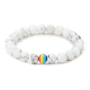 Howlite Pride Rainbow Beaded Bracelet